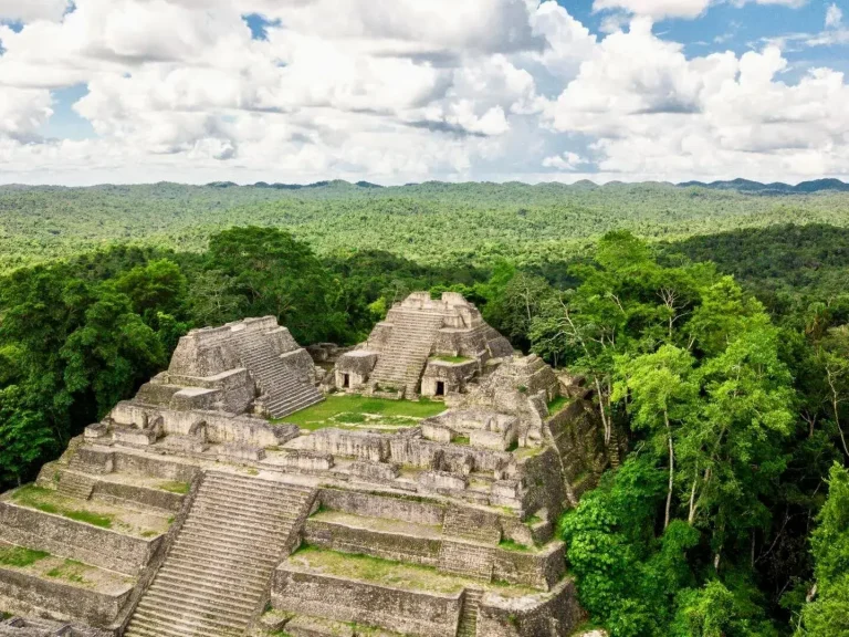 aerial shot of mayan ruin