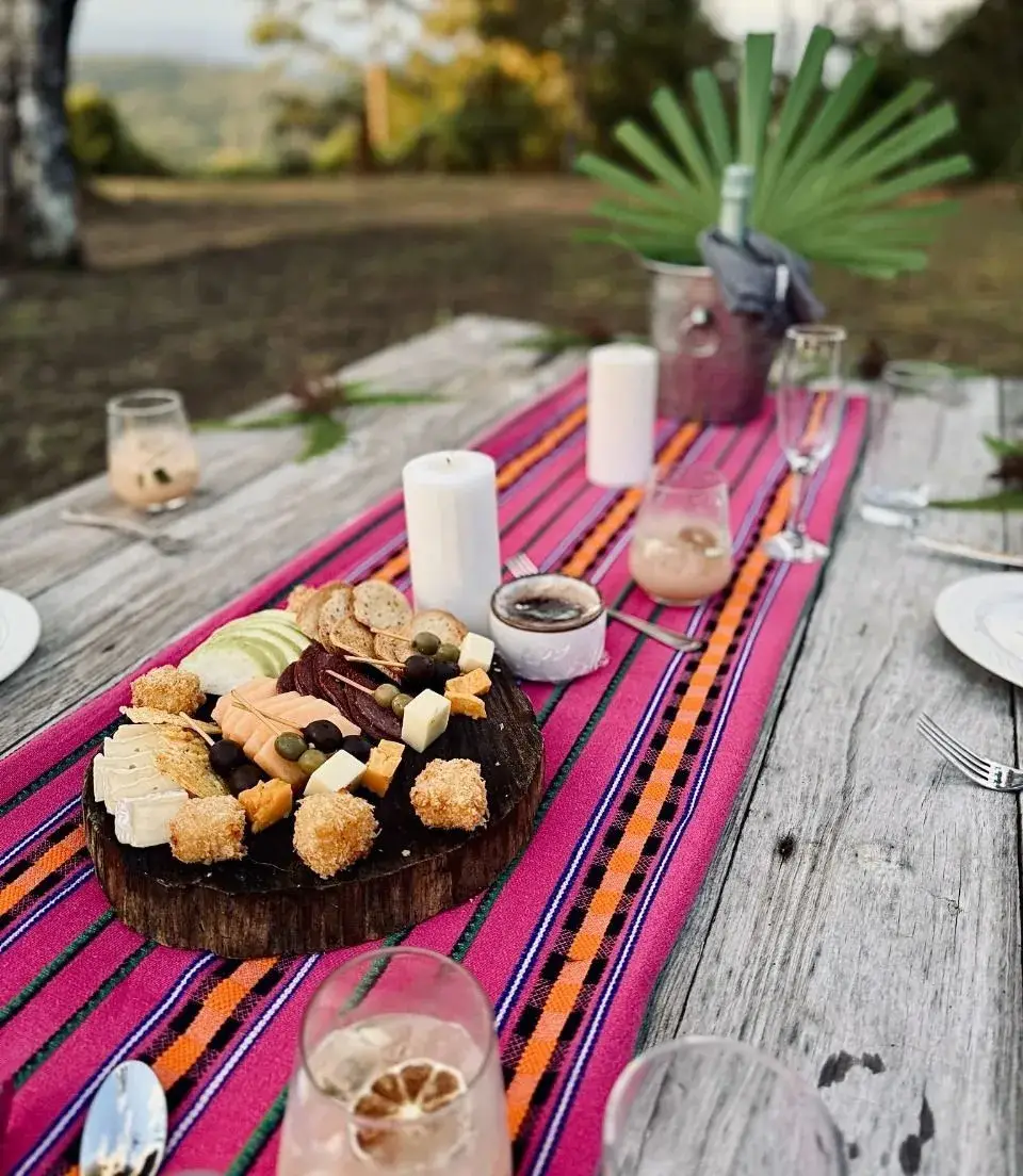 dinner table set at secluded resort